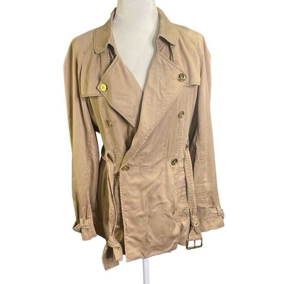 Michael Michael Kors Large Women’s Tan Classic Belted Lightweight Trench Coat - Picture 6 of 12